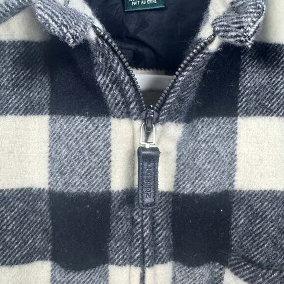 Lauren Ralph Lauren Black White Check Wool Blend Full Zip Flannel Jacket Size M - Picture 3 of 9